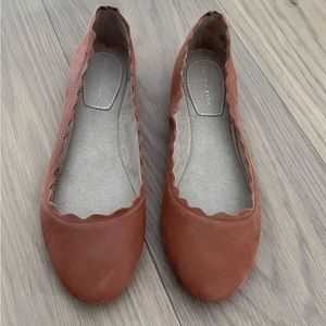 Brown faux leather ballet flats